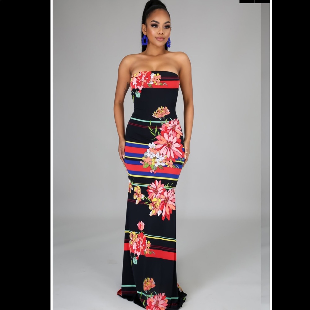 Blossoming tube maxi dress